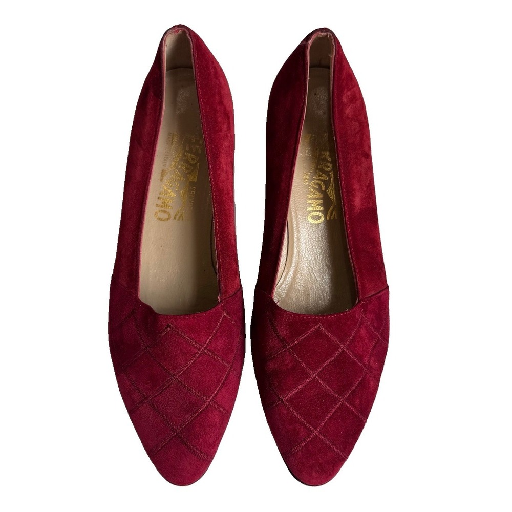 Salvatore Ferragamo Deep Red or Maroon Suede Women's Shoes Sz  7 B